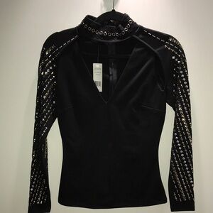 Bebe sophie cutout mock neck top